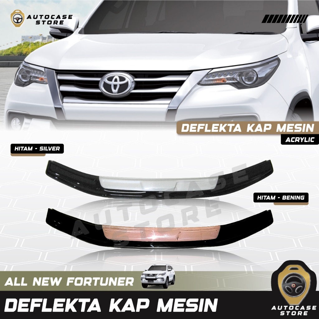 DEFLEKTA KAP MESIN ALL NEW FORTUNER ACRYLIC HITAM/HITAM SILVER/HITAM BENING 2021-2024 PNP AKSESORIS 