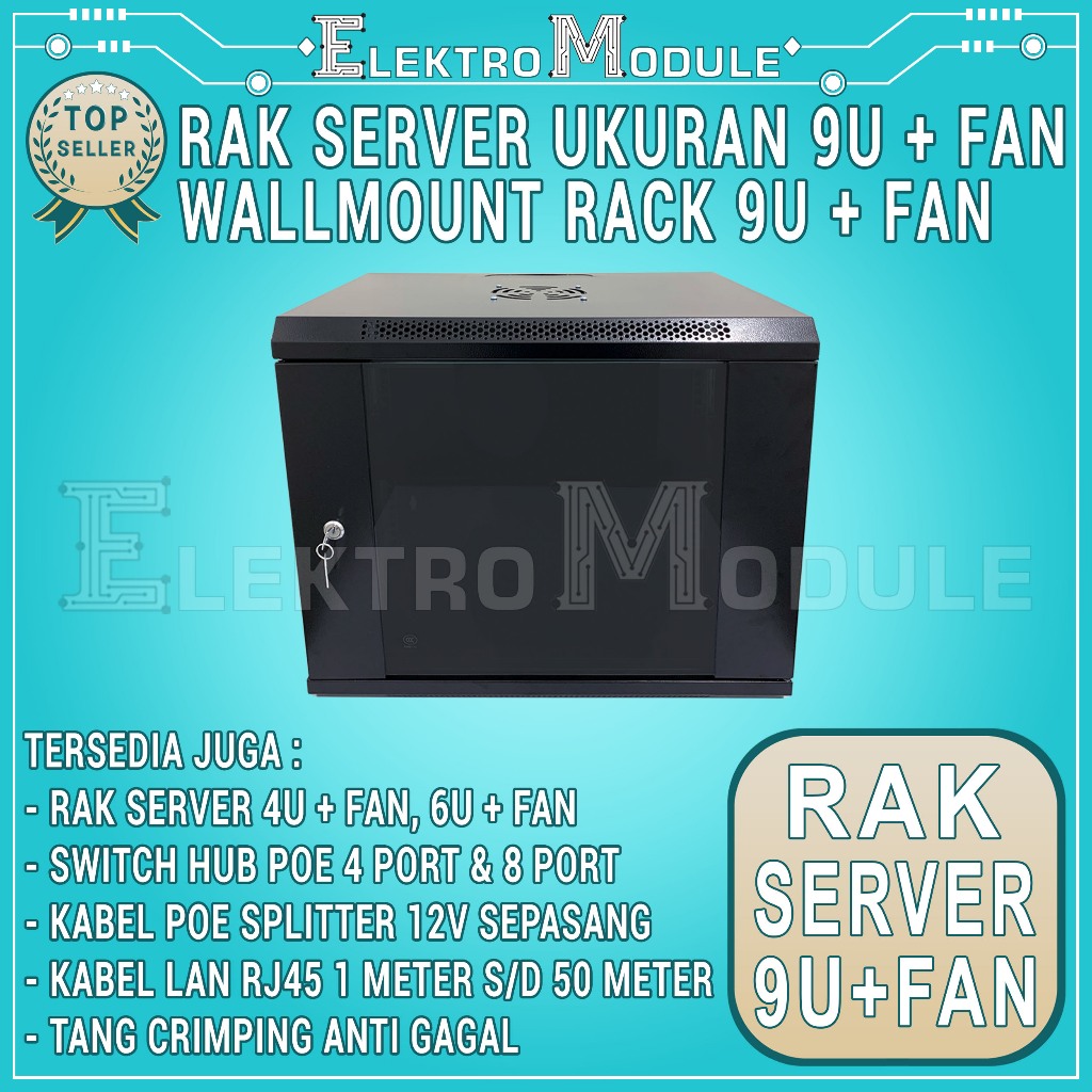 Wallmount Rack Server 9U / Wallmount Rack 9U / Rak Server Ukuran 9U Single Glass Door Rak Server Sin