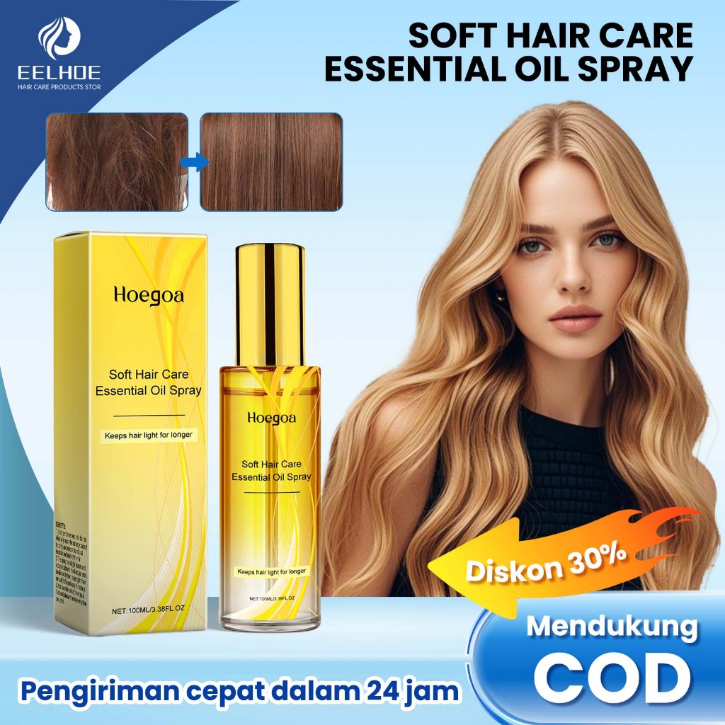 Hoegoa Soft Hair Care Essential Oil Spray 100ml hair oil serum Serum Rambut Pelembab Hair Treatment 