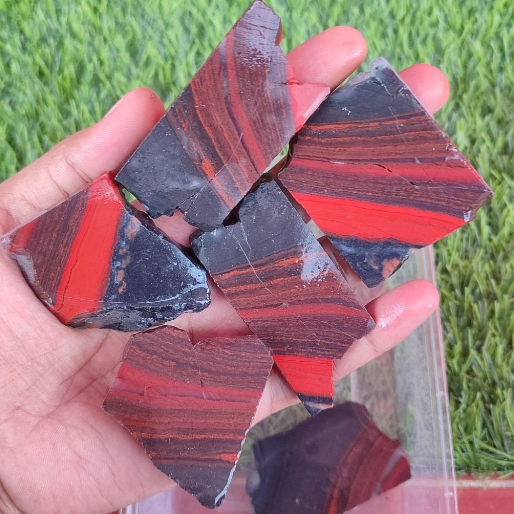 batu akik batu badar besi merah cabe / lempengan akik badar besi red