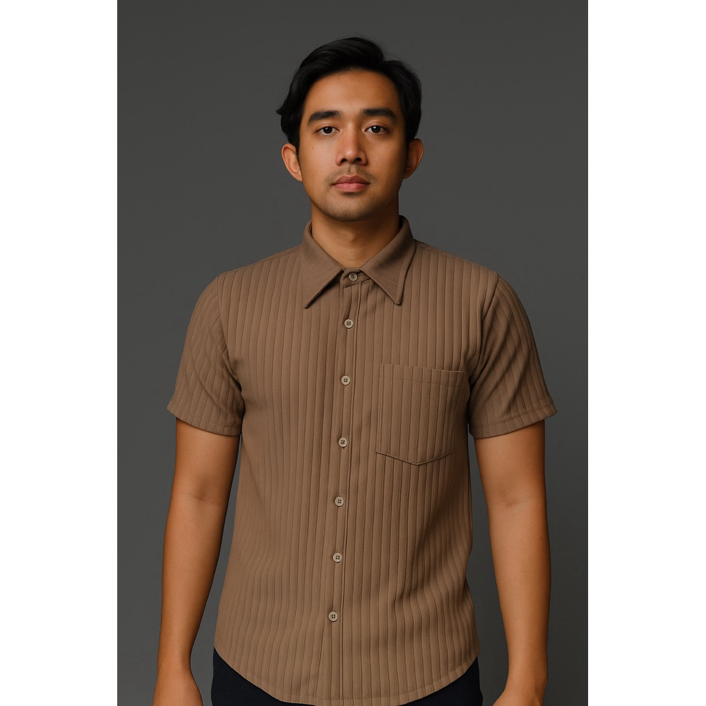 Kemeja ZARA Bowling Bahan Knit Premium Tebal Motif Stripe/Kemeja Casual Pria Bisnis/Kemeja Terbaru P