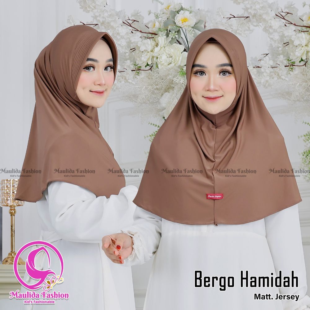 Bergo Hamidah Ukuran L Jersey Jilbab Sport Menutup Dada Kerudung Instan