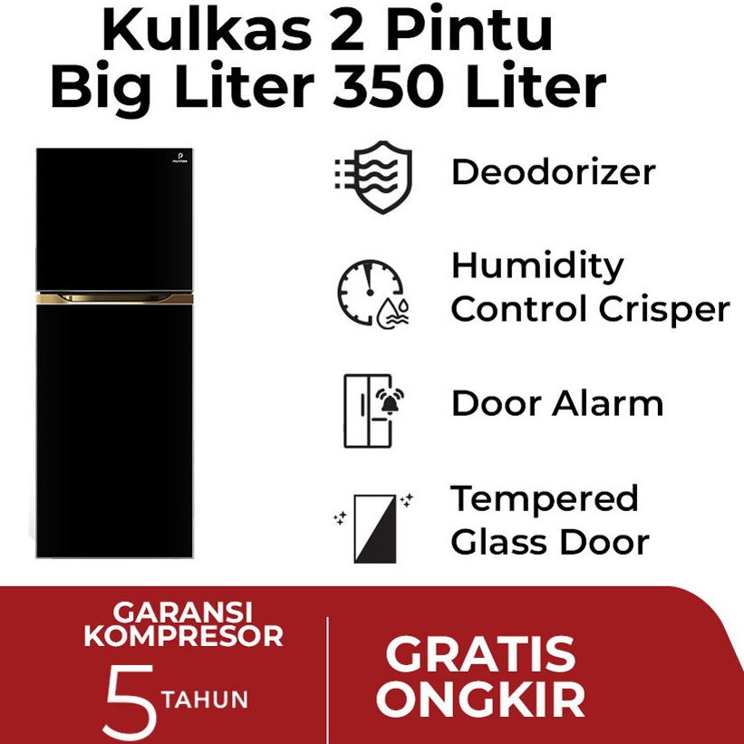 Kulkas Polytron 2 Pintu Belleza Big Liter 350 Liter - PRM 490X