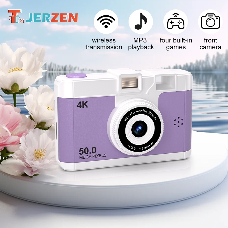 T-JERZEN Kamera Anak 50MP Zoom 16x Video Musik Game Dilengkapi Kartu SD 32GB Hadiah Natal & Ulang Ta