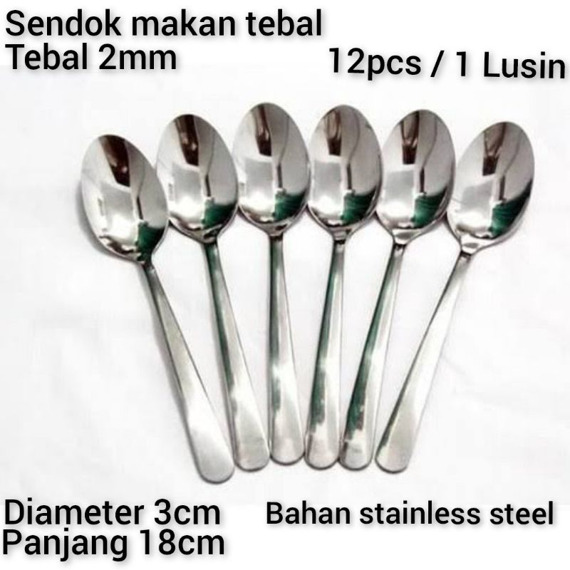 Sendok makan 1 lusin (12pcs) TEBAL / sendok makan dan garpu makan TEBAL / sendok caffe polos stainle