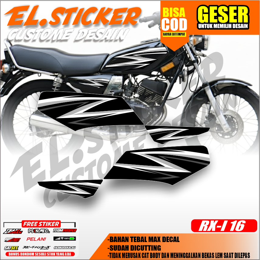 Striping Sticker Transparan UV RX-King Bahan MaxDecal Model Minimalis Warna Putih| Hitam RX-I16