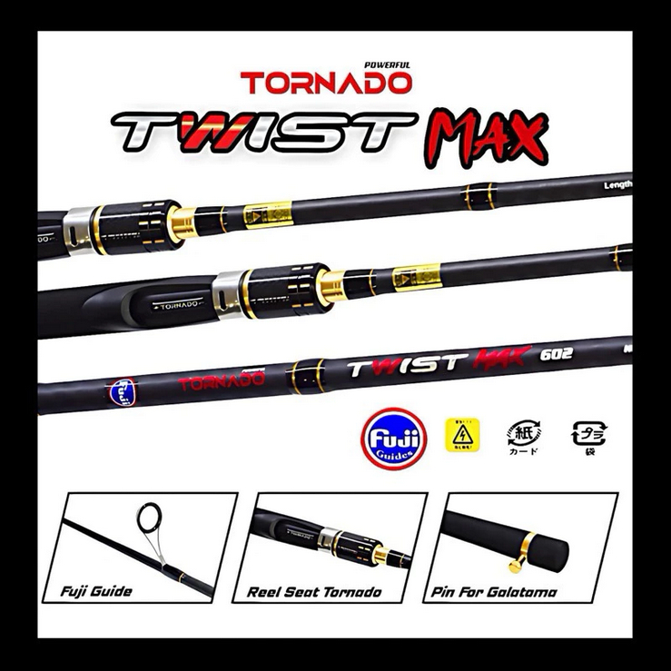 Joran TORNADO TWIST MAX 602/180Cm Carbon Solid-Garansi Resmi 1 Tahun