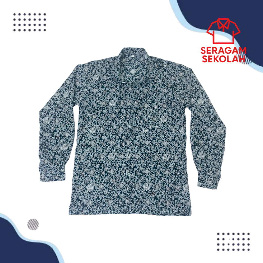 SERAGAM BATIK SEKOLAH SMA MOTIF BUNGA RAMPE LENGAN PANJANG