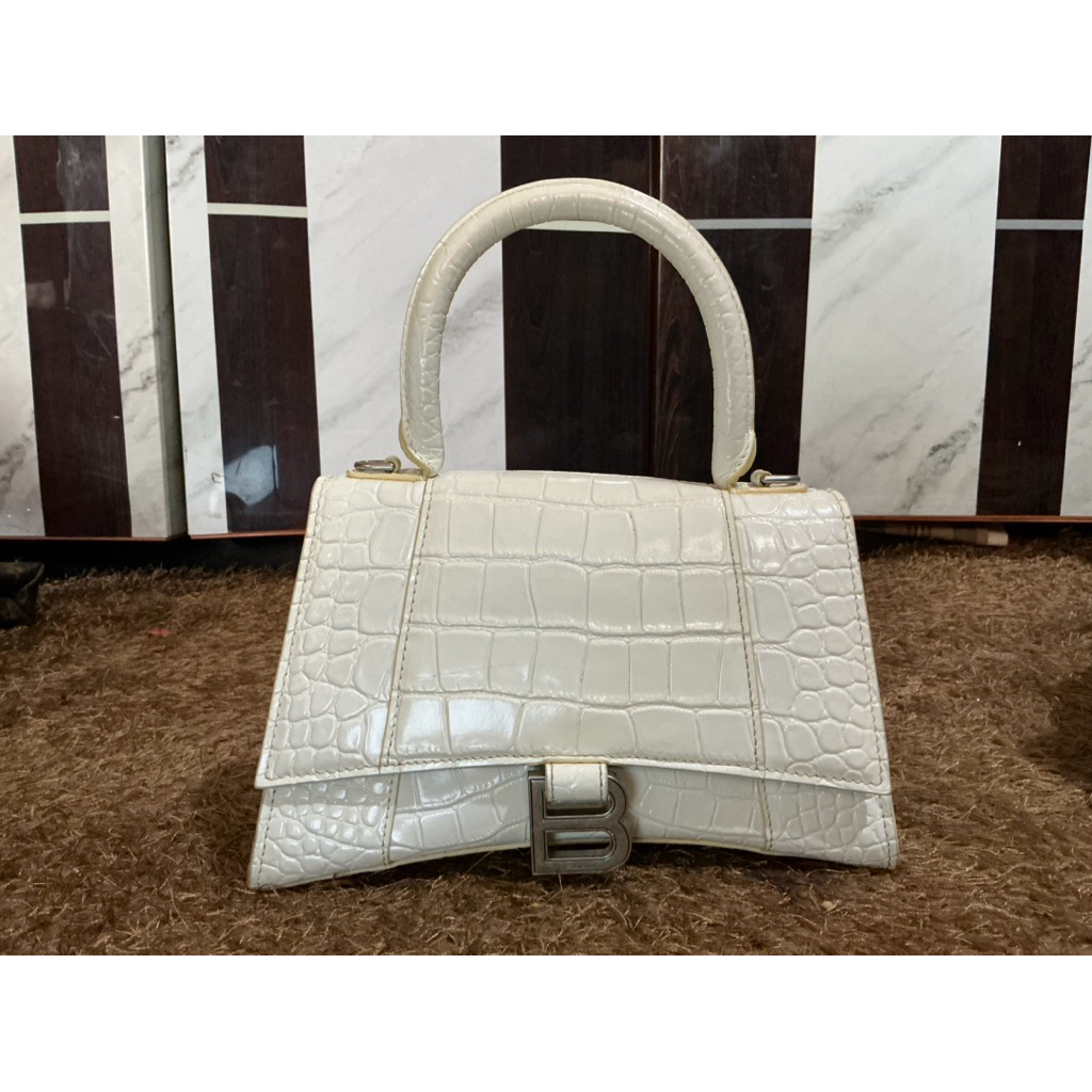 Balenciaga Hourglass Small Top Handle Croco