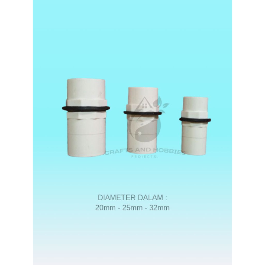 BULKHEAD | SOK DRAT LUAR DALAM 25mm | sambungan pipa aquarium