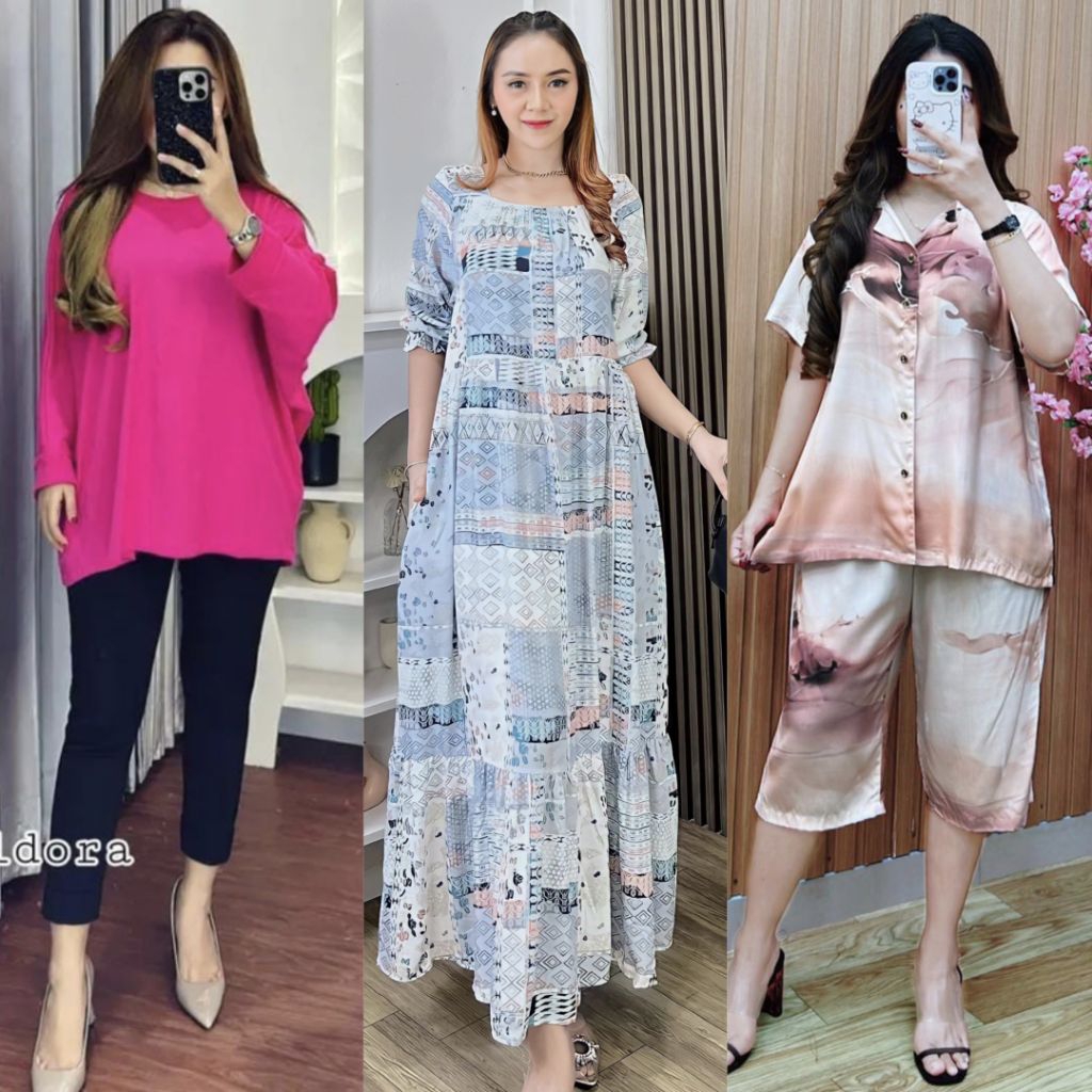 DASTER GAMIS ONE SET SETELAN PIYAMA PREMIUM MURAH - Sale Diskon Rayon Premium Rayon Twill Premium Cr