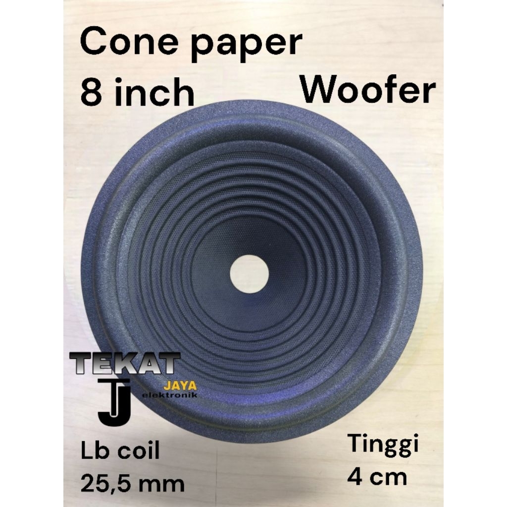 daun speaker 8 inch konus cone kertas spon woofer wofer lubang 25,5 mm