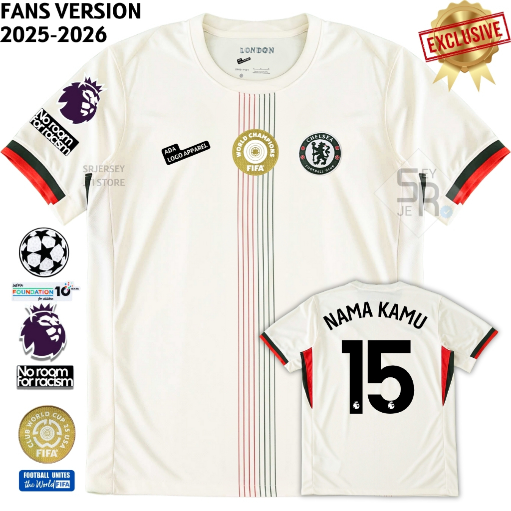 Jersey Chls Away 2025 2026 FANS Baju Bola Putih muda Tulang Pasang Custom Sablon Nama Nomor Punggung