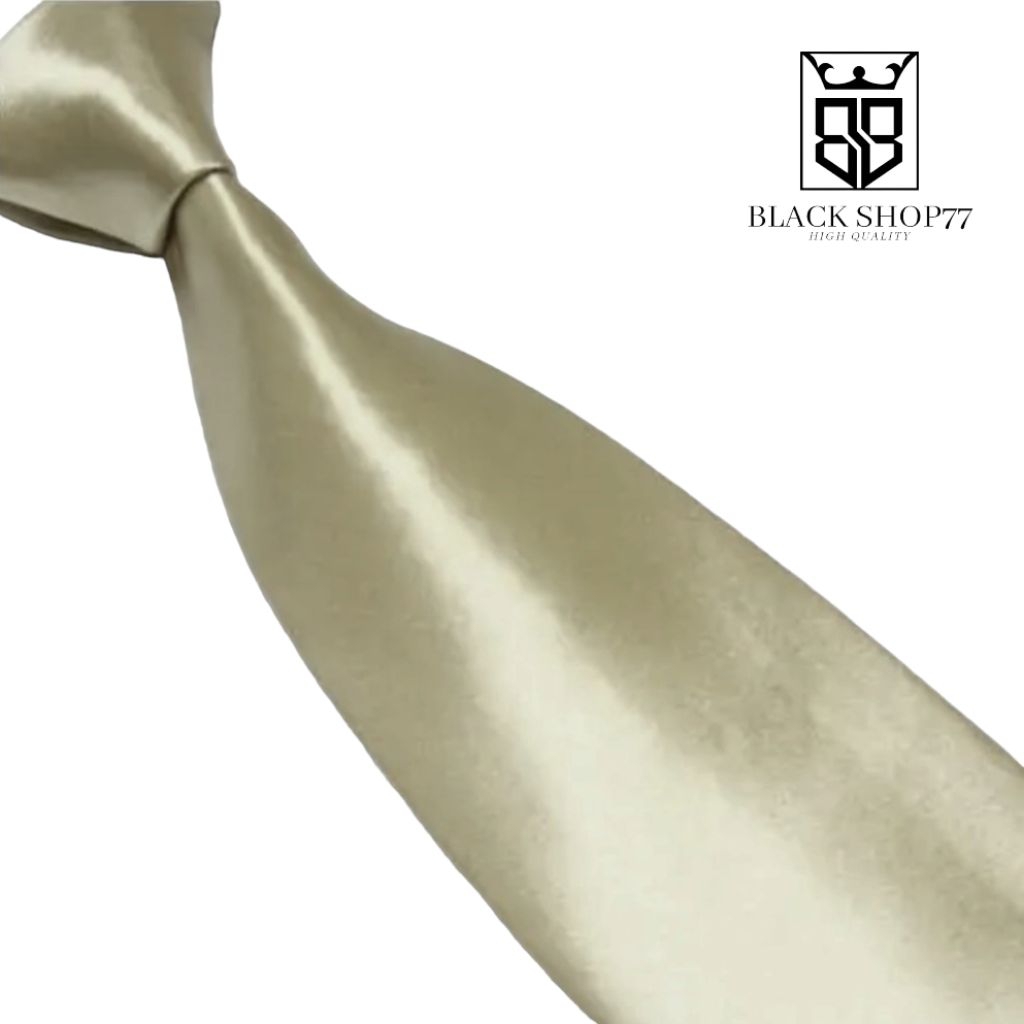 Dasi Pria Satin Polos Siap Pakai Perekat Velcro Cream