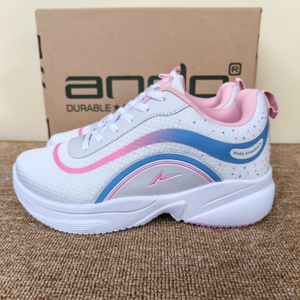 Sepatu Ando Melvior putih merah muda White pink