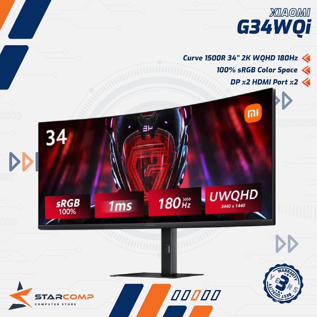 Xiaomi Mi G34WQi 34" WQHD 2K Ultrawide 180Hz Curved Monitor Gaming