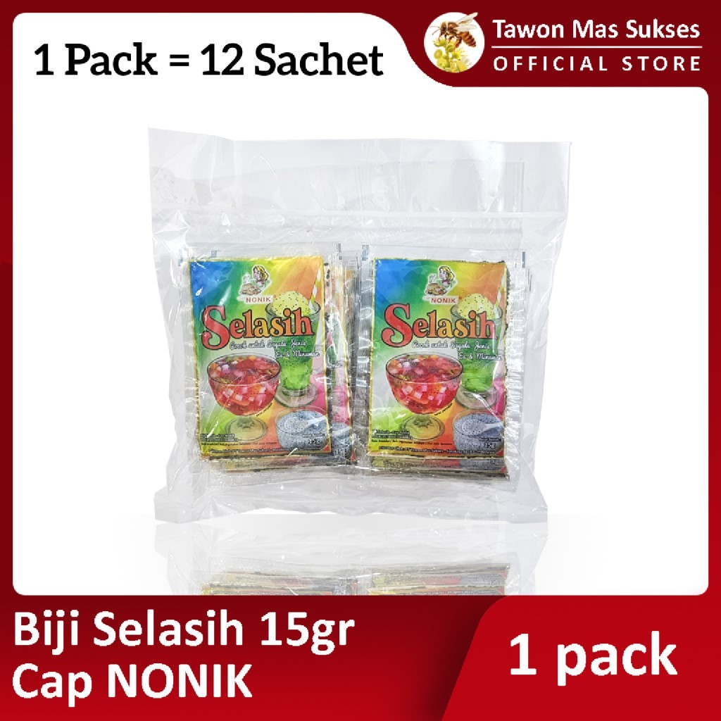 Biji Selasih Cap NONIK Sachet 15gr - 1 Pack Isi 12 Sachet