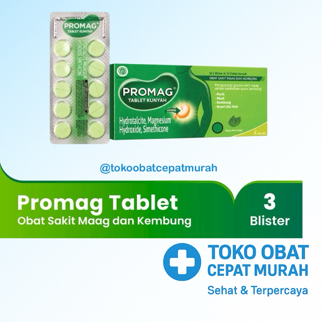Promag Tablet (1pack isi 3 Box) & Promag Herbal obat (Box isi 6) sakit maag,mual dan kembung