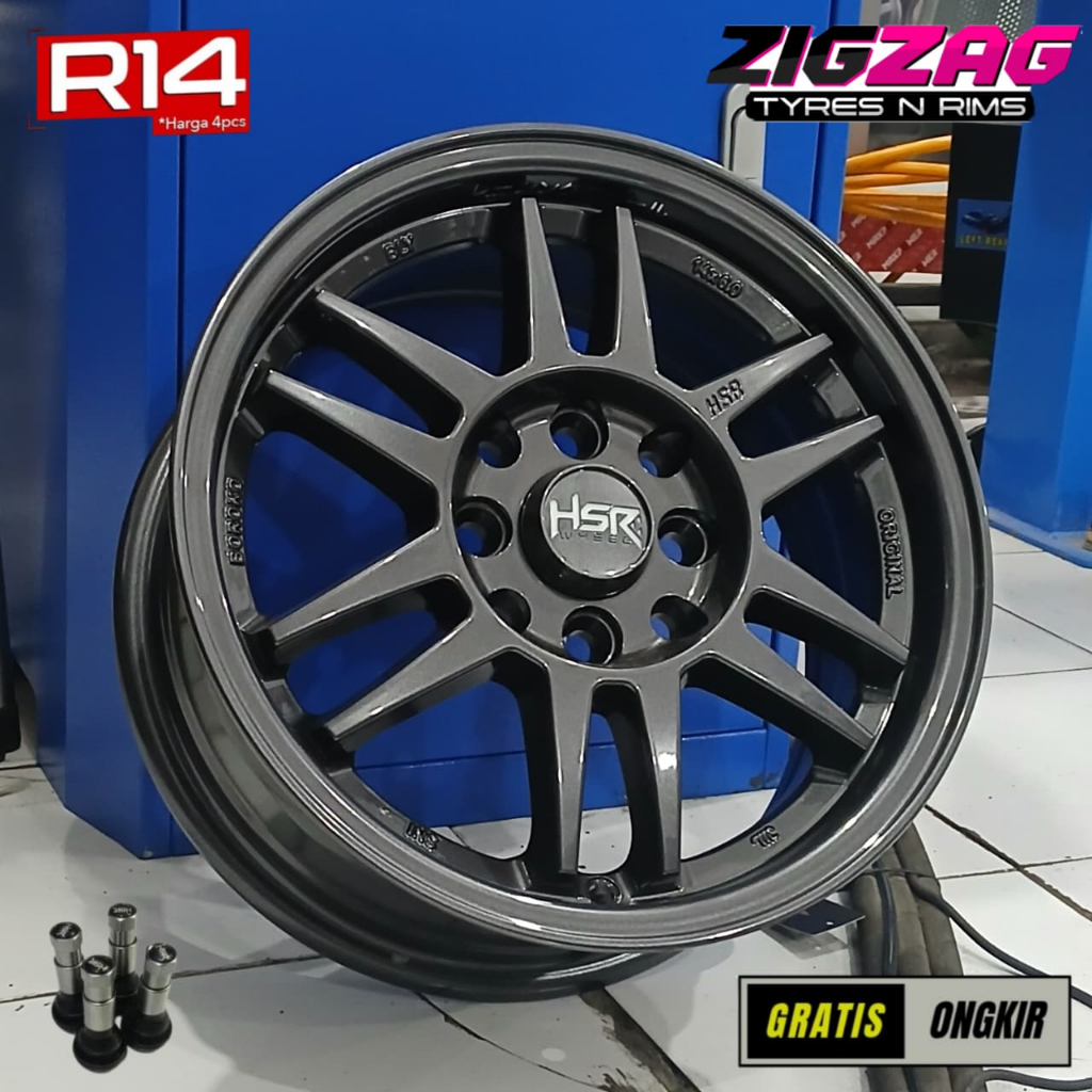 Pelek Racing R14 Brio Avanza Wuling Airev Velg Hsr Ring 14 Boroko BLY-01 Baru Model Rpf