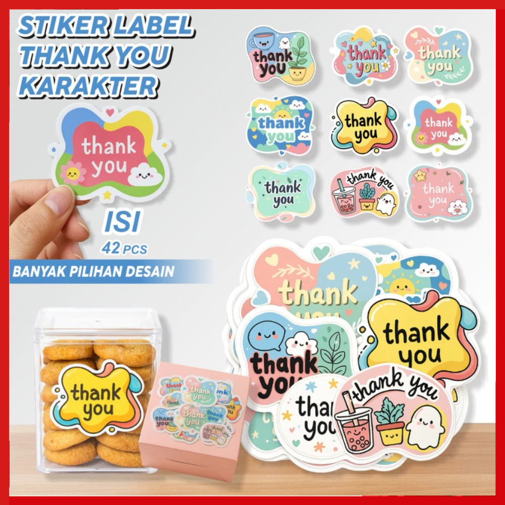Stiker Label Ucapan Thank You Sticker Lucu