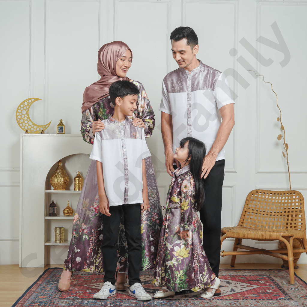 Sarimbit  keluarga baju set lebaran gamis batik couple ibu dan anak baju seragam muslim suami istri 