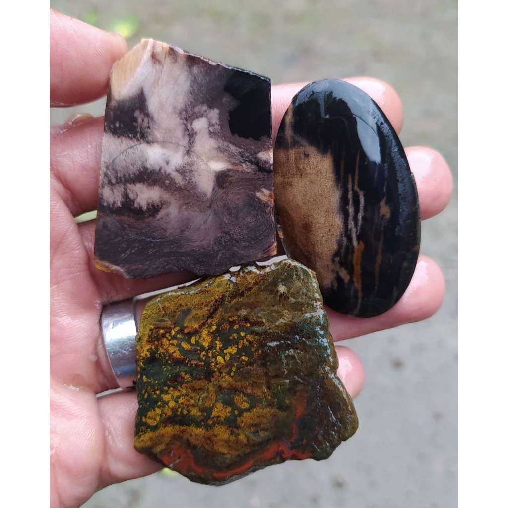 bahan lempengan batu akik pancawarna edong garut motif clasic borongan hemat