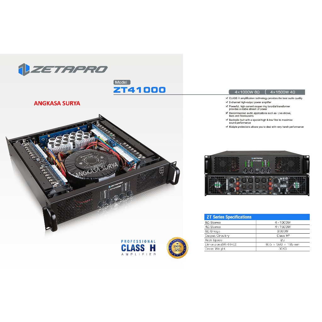 Power Amplifier Zetapro ZT41000 / Power Ampli Zetapro ZT 41000 / Power Zetapro ZT41000  4 Channel