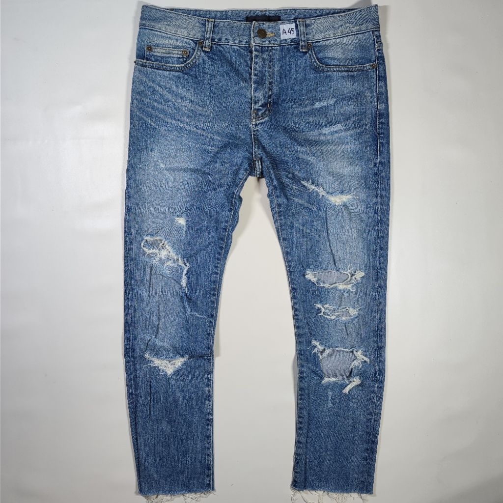 (MOHON BACA DESKRIPSI) SEOLME HOMME UNFINISHED RIPPED STRETCH JEANS