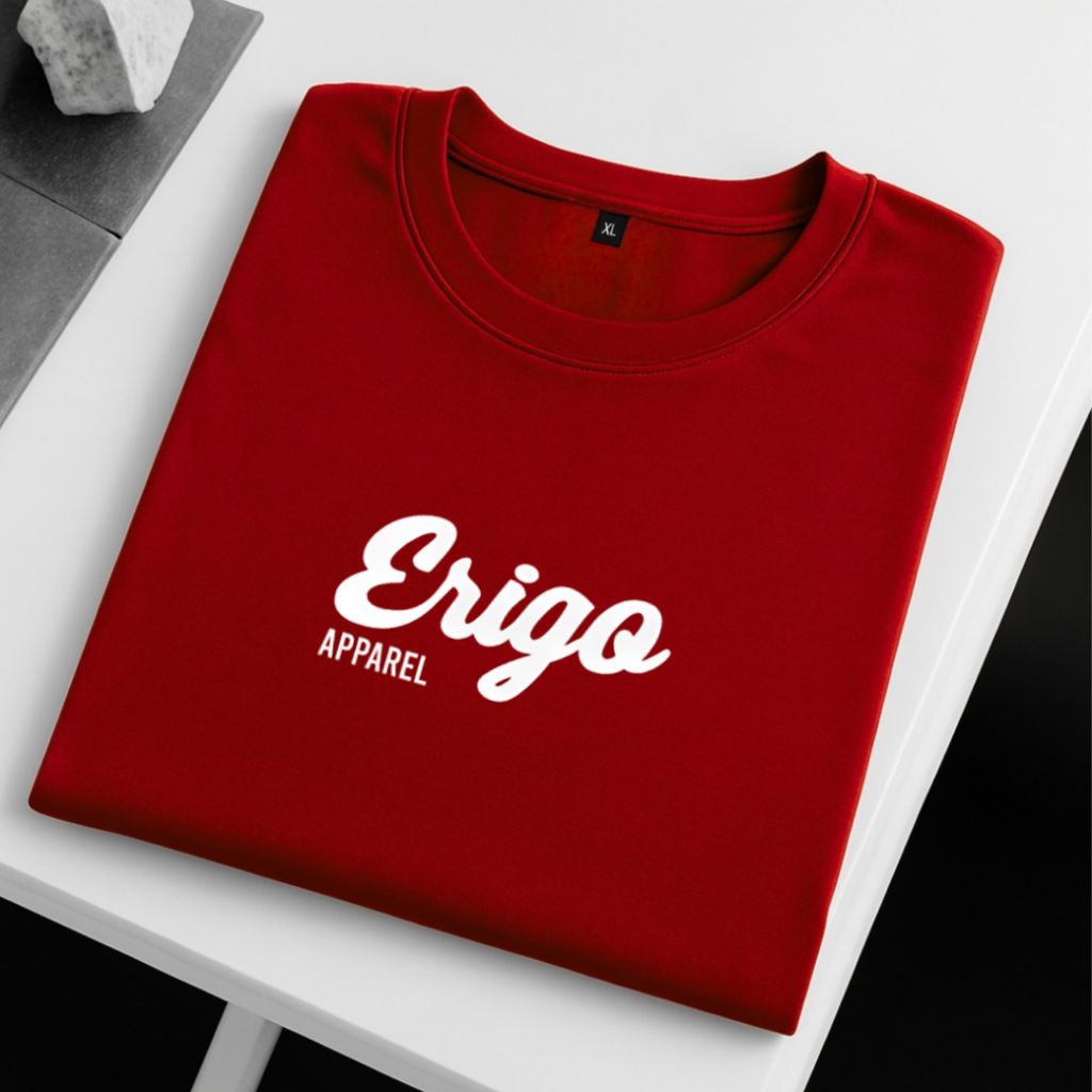 COD KAOS BAJU ERIGO Besar text putih Tshirt Premium Quality Lengan Pendek Pria wanita