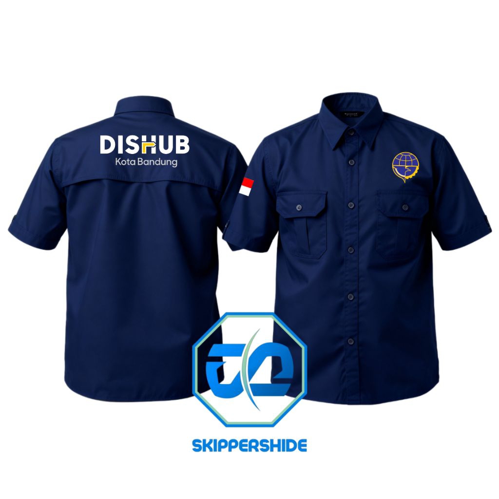 Kemeja American Drill Pria Lengan Pendek - Kemeja Kerja PDL PDH Seragam Lapangan Bordir DISHUB