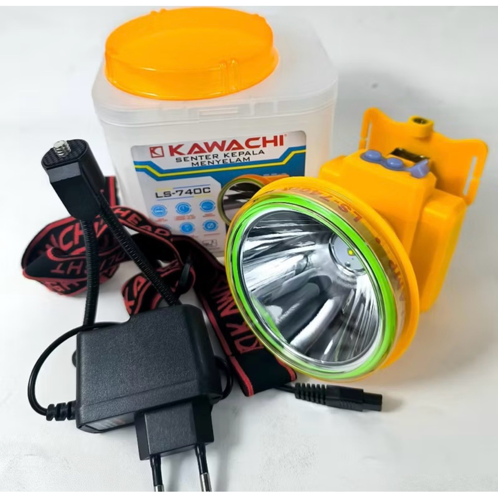 Senter Selam Kepala KAWACHI LS-730G 30  Watt Cahaya Putih Sistem Cas Tahan 12 jam Waterproof Origina