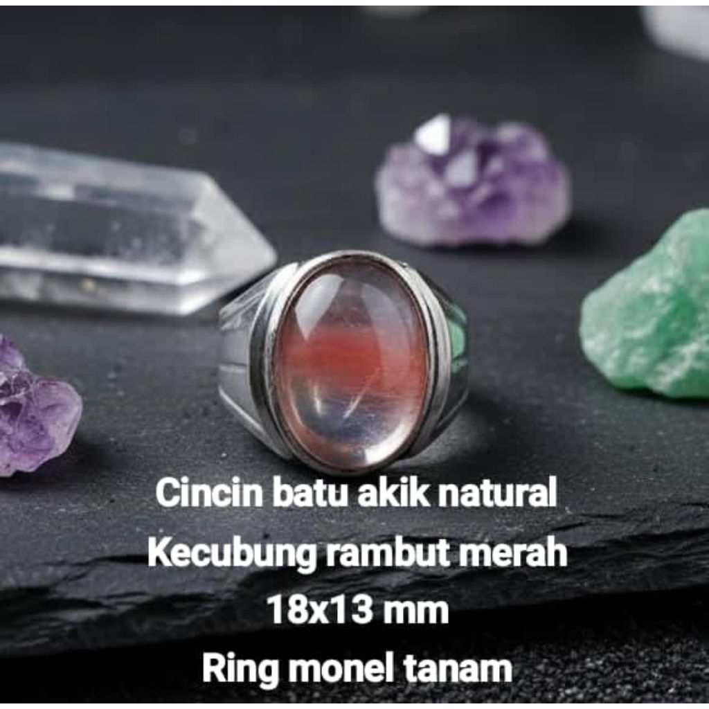 cincin batu akik ketcubung rambut merah mban monel tanam