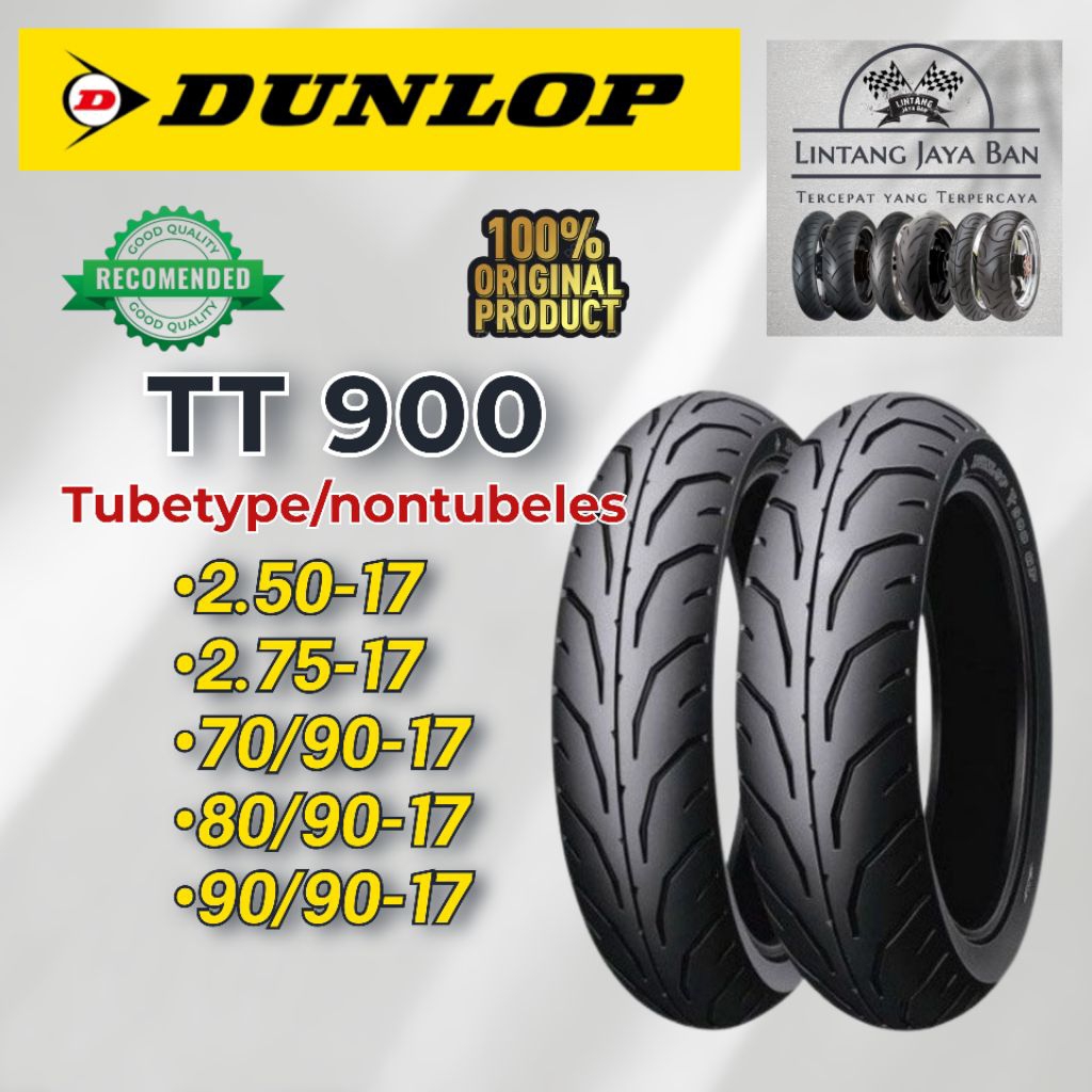 Ban motor Dunlop Ring 17 nontubeles 250-17 275-17 70/90-17 80/90-17 90/90-17 gratis warping