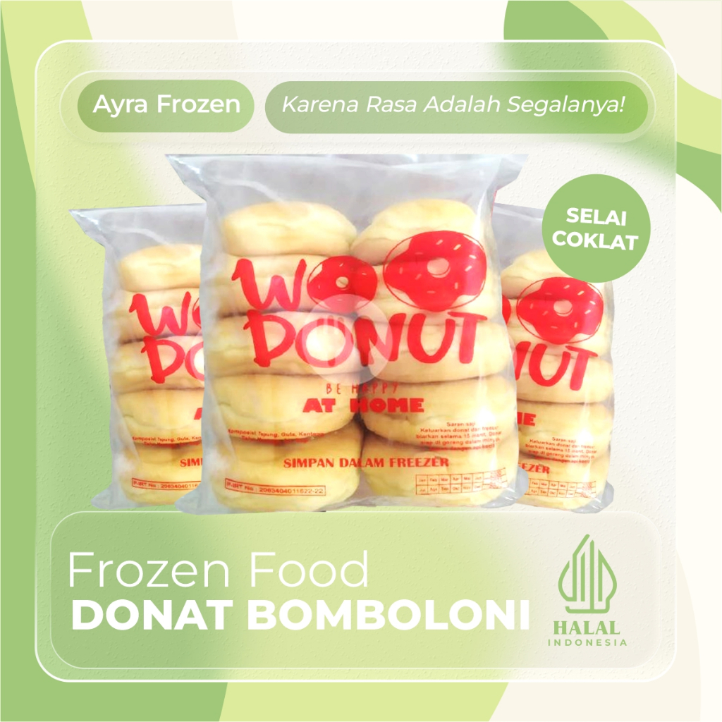 [INSTAN READY] Donat Bomboloni Isi Selai Coklat Frozen - Donat Protein Tinggi - Bomboloni Praktis