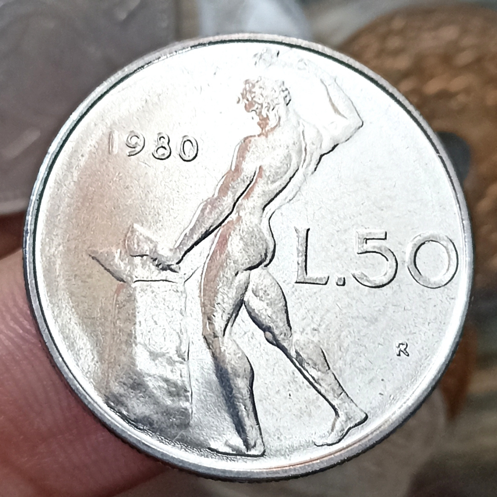 Koin Kuno Asing Italia 50 Lire