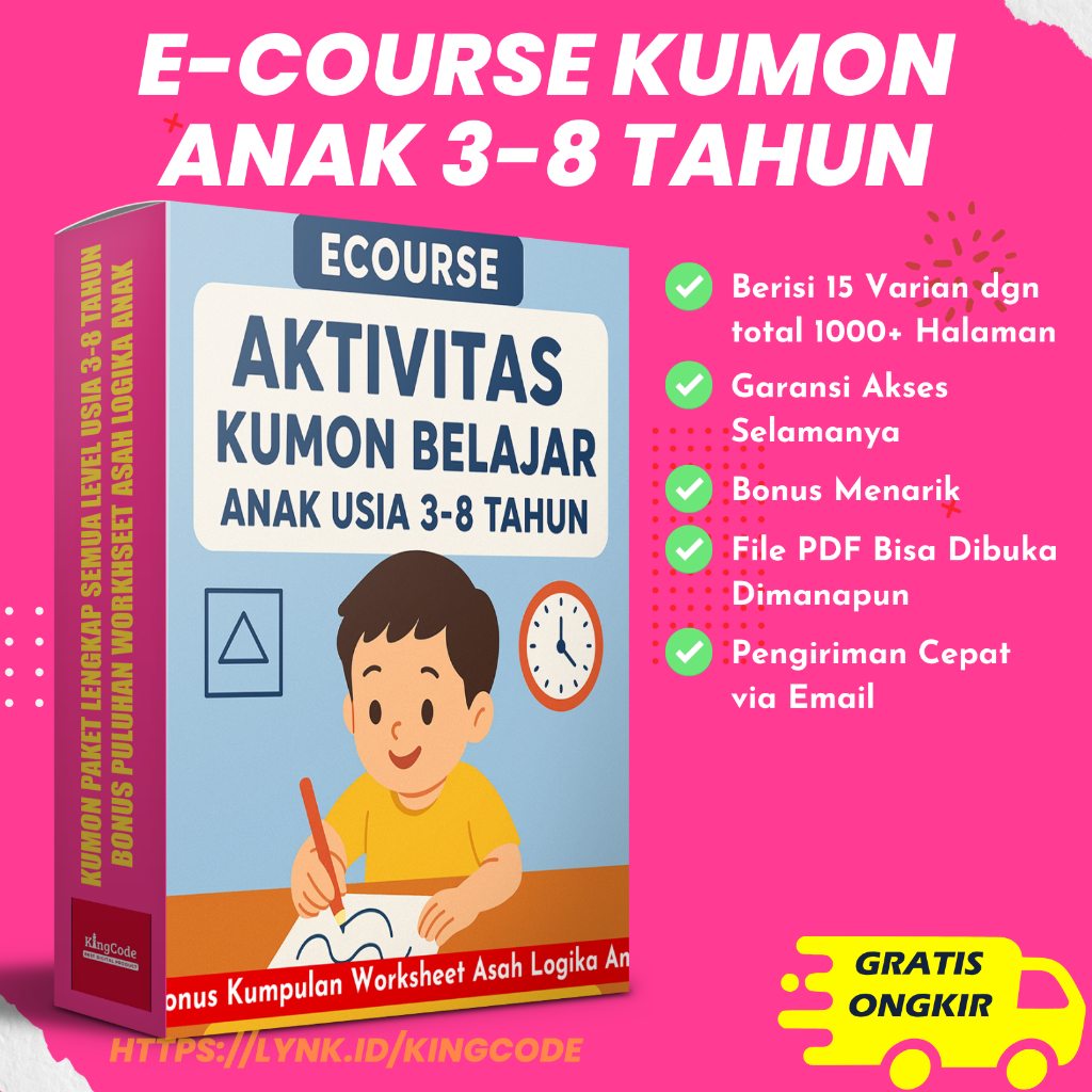 ECOURSE KUMON PAKET LENGKAP ALL LEVEL 3-10 THN SIAP PAKAI