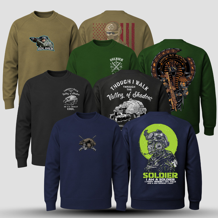 Kaos Crewneck Army – Diadora Embos | | Recon Phantom Series | Sablon DTF Tajam & Taktikal