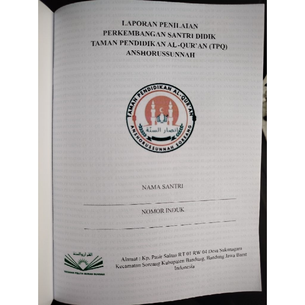 Raport Custom tpq Madin Texmark logo warna 24 halaman