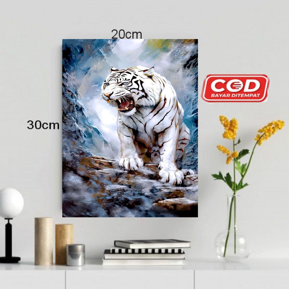 HIASAN DINDING MACAN PUTIH/POSTER KAYU MACAN PUTIH/HIASAN DINDING RUMAH/POSTER MACAN PUTIH/WALLDECOR