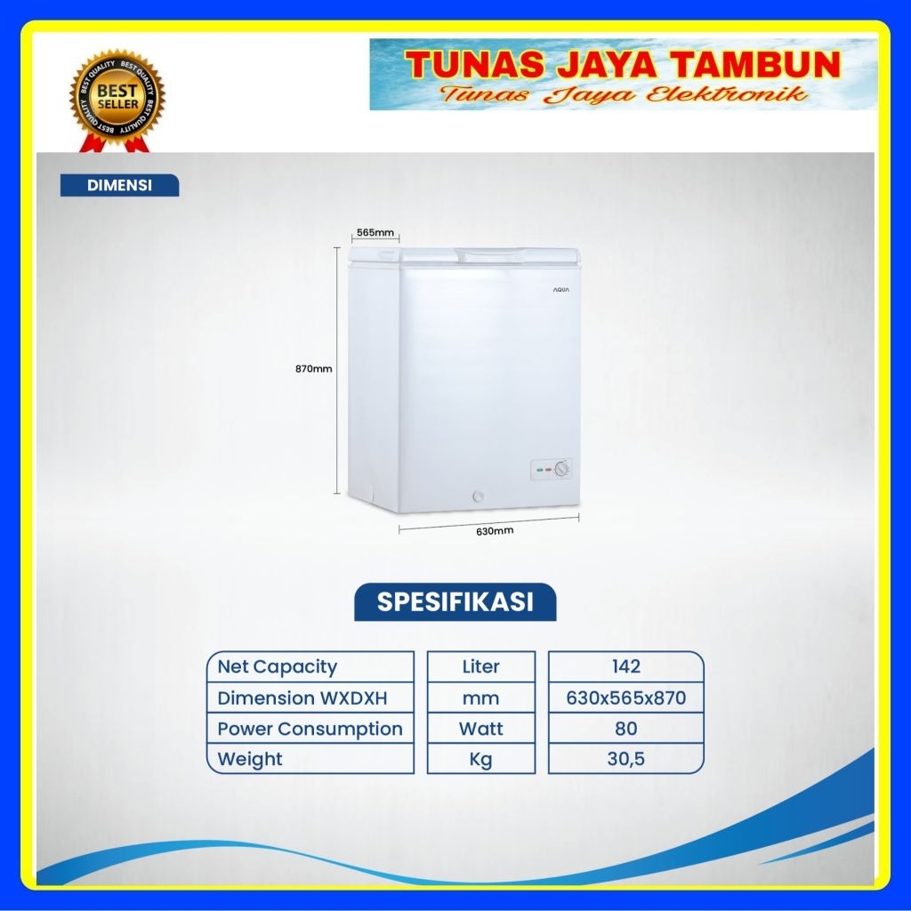 CHEST FREEZER AQUA AQF 150 HC / BOX FREEZER AQUA 142 LITER / AQUA AQF-150HC