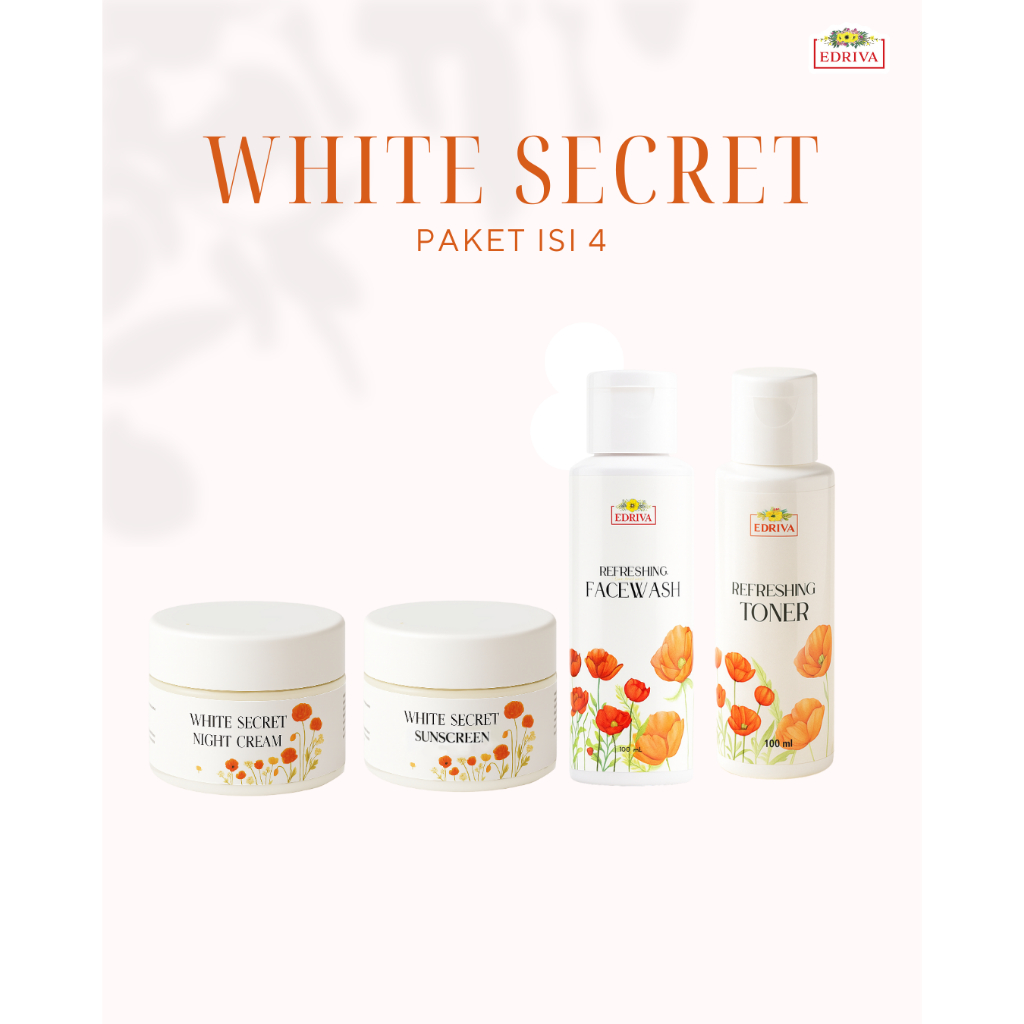 EDRIVA PAKET KRIM WHITE SECRET ISI 4 | PAKET SKINCARE PENCERAH BPOM