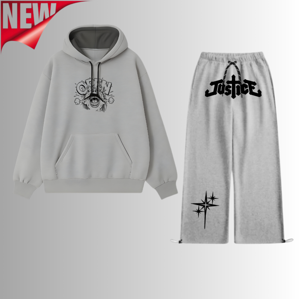 Himside - Roar Misty Grey Sweatpants Baggy  - Unisex Speeding One Set Setelan Outfit Crewneck Suitwe