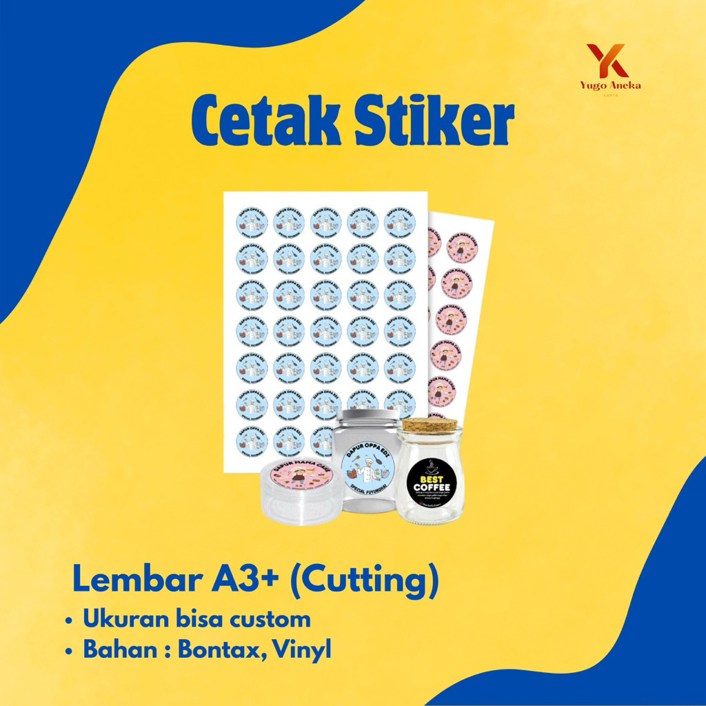 CETAK STIKER BONTAX/VINYL + CUTTING | UKURAN A3+
