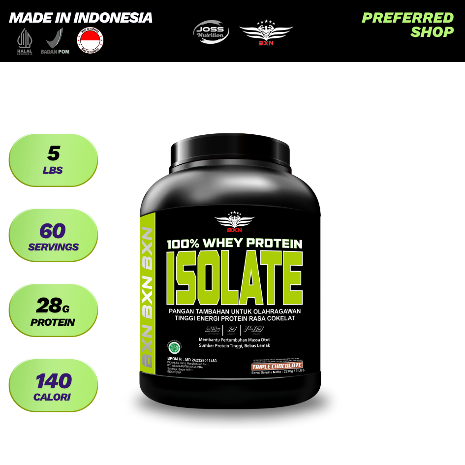 BXN Whey Protein Isolate | Susu Whey Protein Isolate Penambah Masa Otot