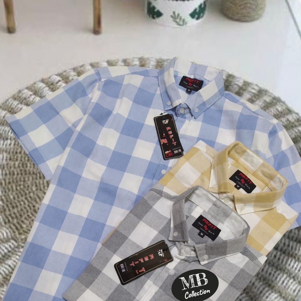 KEMEJA FLANEL PRIA LENGAN PENDEK KOTAK KOTAK KEMEJA PRIA DEWASA UKURAN M-XXXL