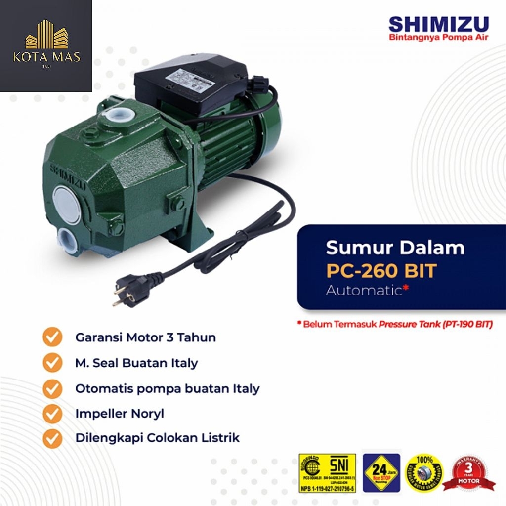 Pompa Air Sumur Dalam Otomatis Shimizu PC260BIT Automatic Water Jet Pump (Tidak Termasuk Pressure Ta