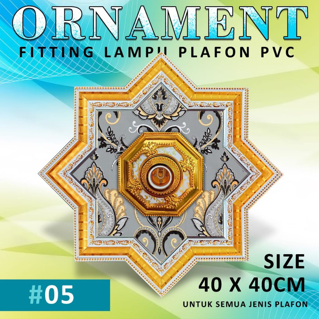 ornamen lampu plafon pvc 40x40cm