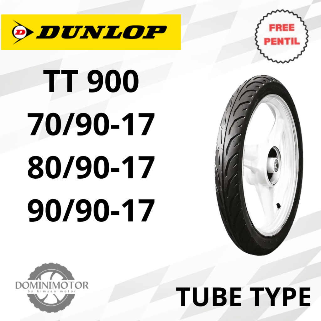 DUNLOP TT 900 70/90-17 80/90-17 90/90-17 Tubetype (Bukan Tubles) Ban Motor Ring 17 Ban Motor Dunlop 