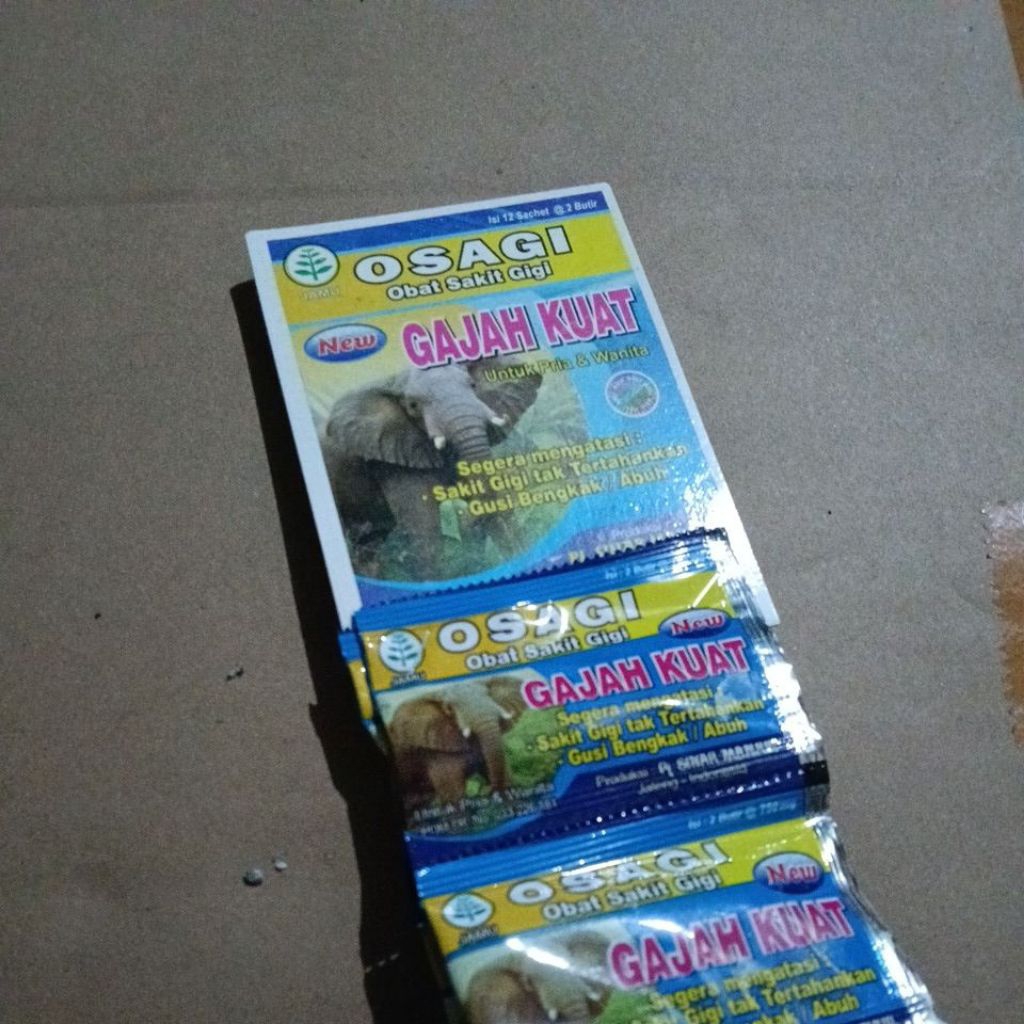 OSAGI GAJAH KUAT Obat Sakit Gigi isi 12 sachet @2butir