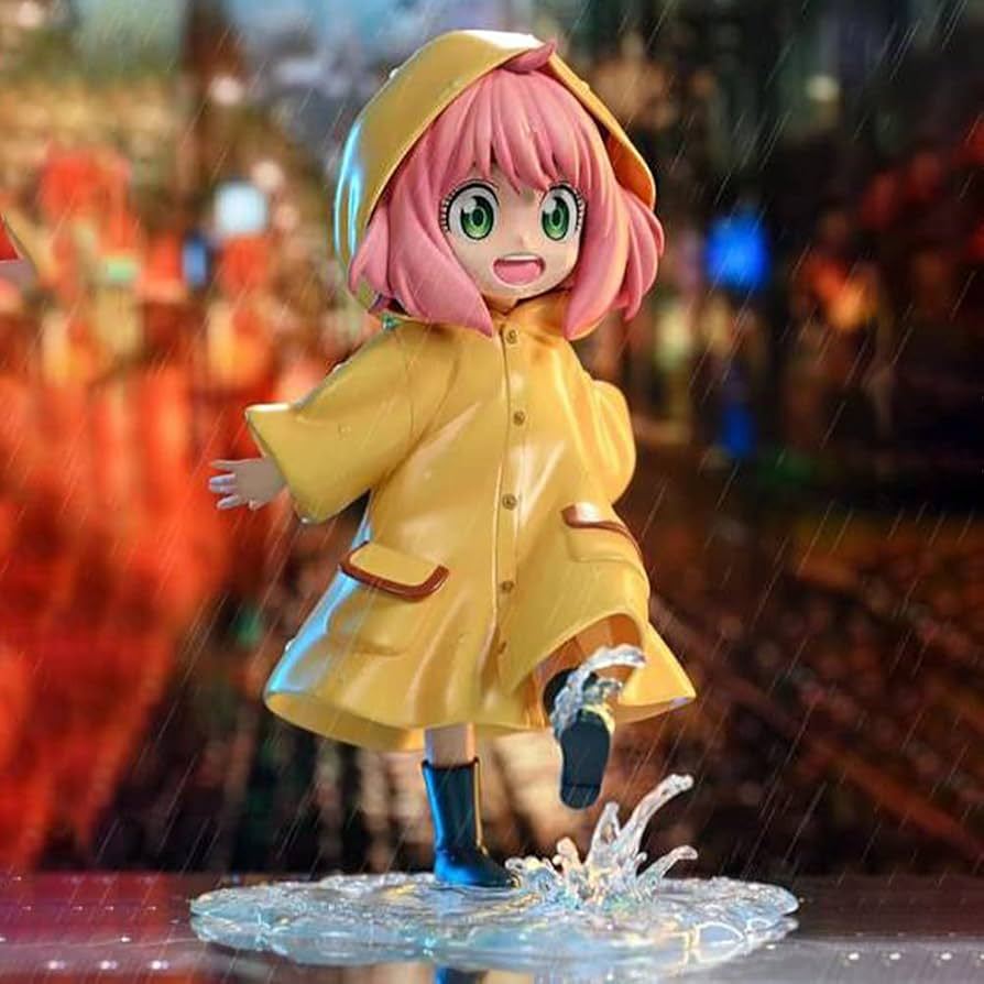Action Figure Anya Forger Raincoat - Spy X Family Statue Anya Boneka Anya Cake Topper - Action Figur